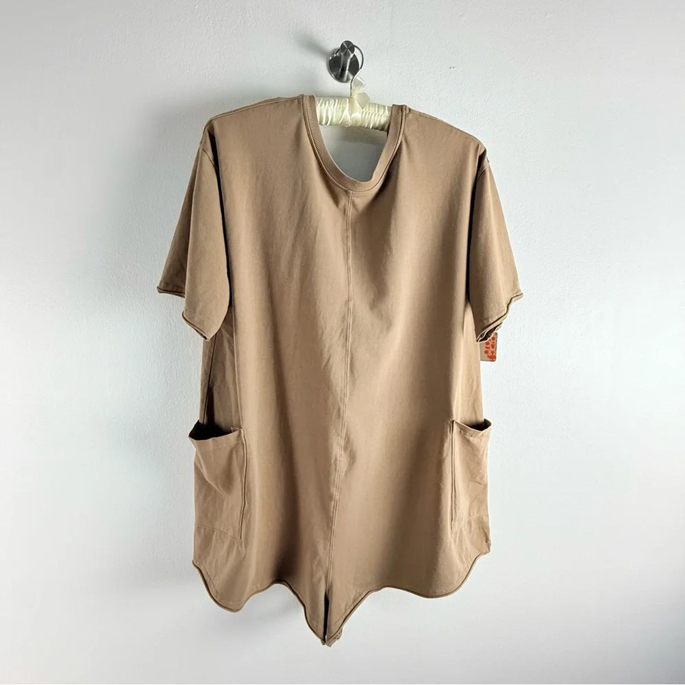 FREE PEOPLE MOVEMENT HOT SHOT TEE ROMPER- Mocha Latte/ Tan Reversible NWT LARGE - Picture 13 of 15